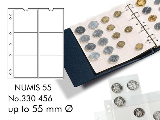 Coin Sheets NUMIS, 6 pockets up to 55mm diameter