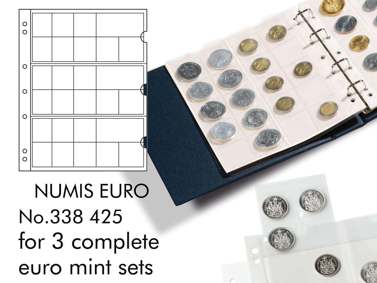 Coin Sheets NUMIS, for 3 Complete Euro-coin sets