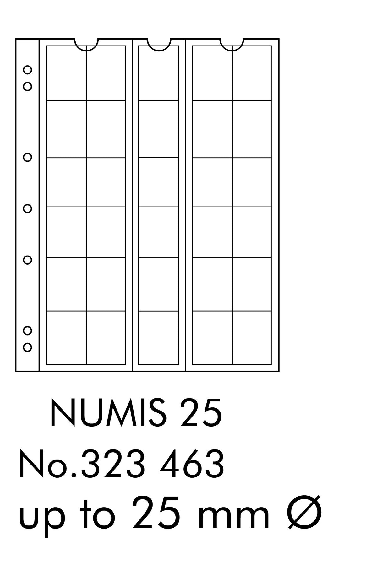 Coin Sheets NUMIS, 30 pockets up to 25mm diameter