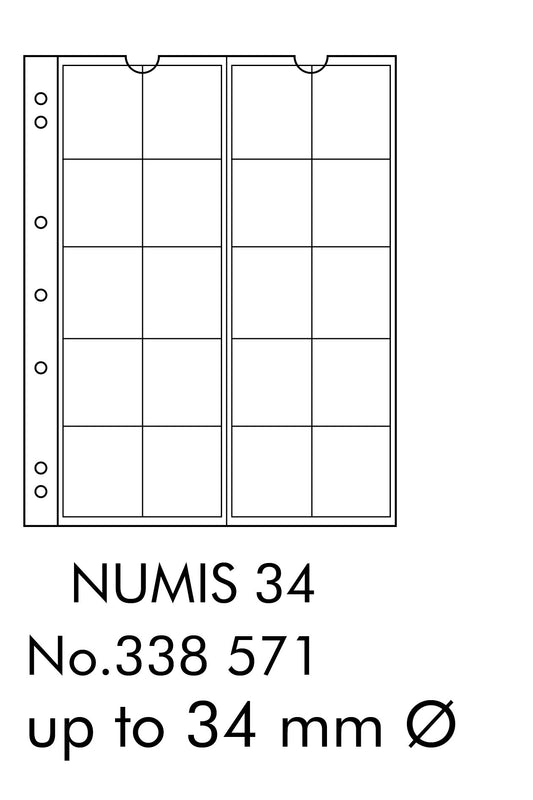 Coin Sheets NUMIS, 20 pockets up to 34mm diameter