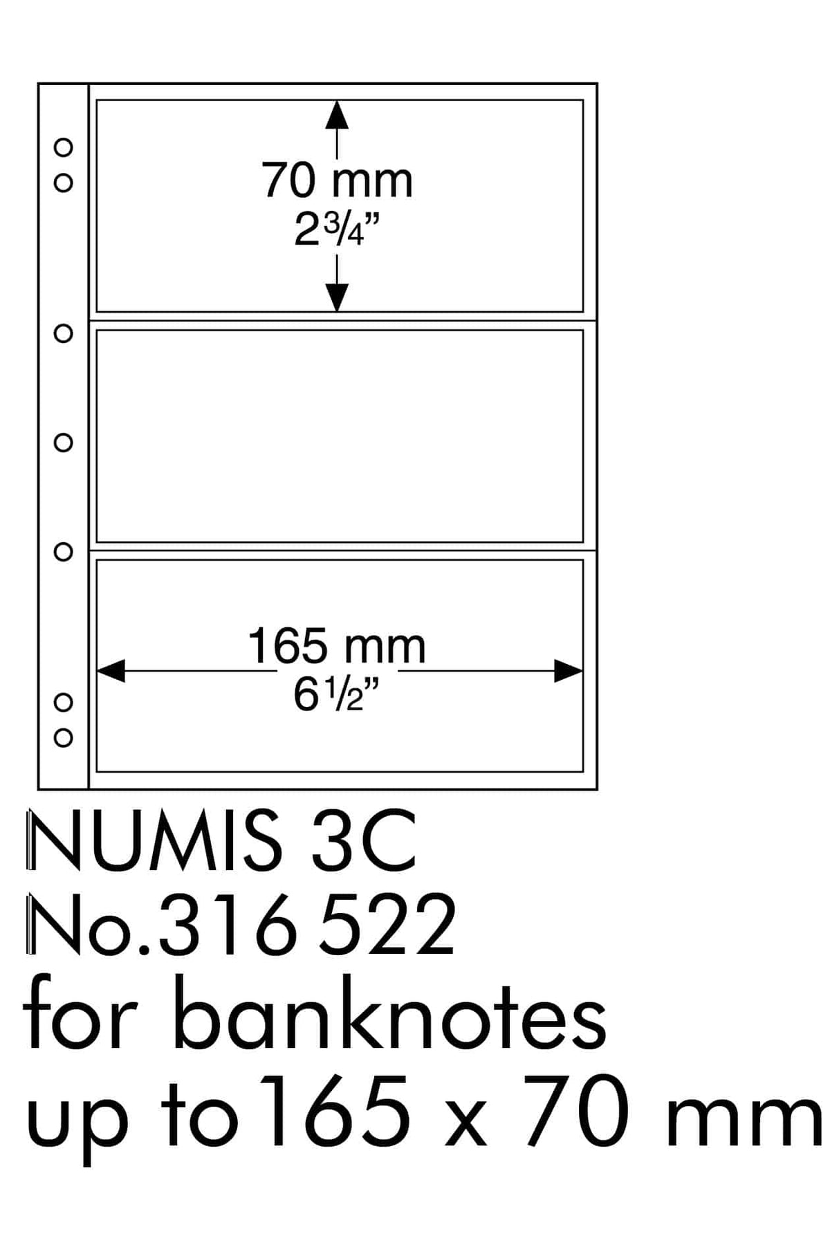 Coin Sheets NUMIS, 3 pockets for banknotes