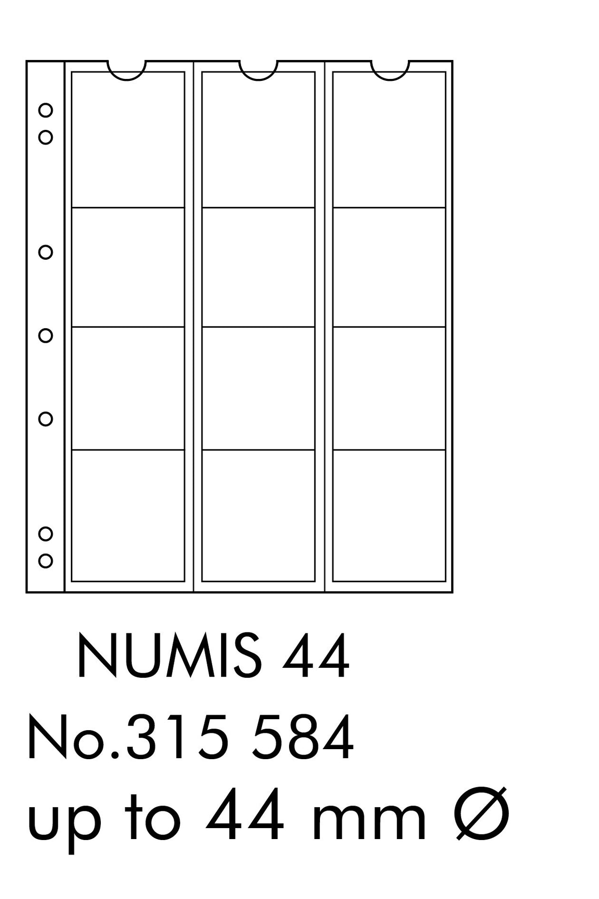 Coin Sheets NUMIS, 12 pockets up to 44mm diameter