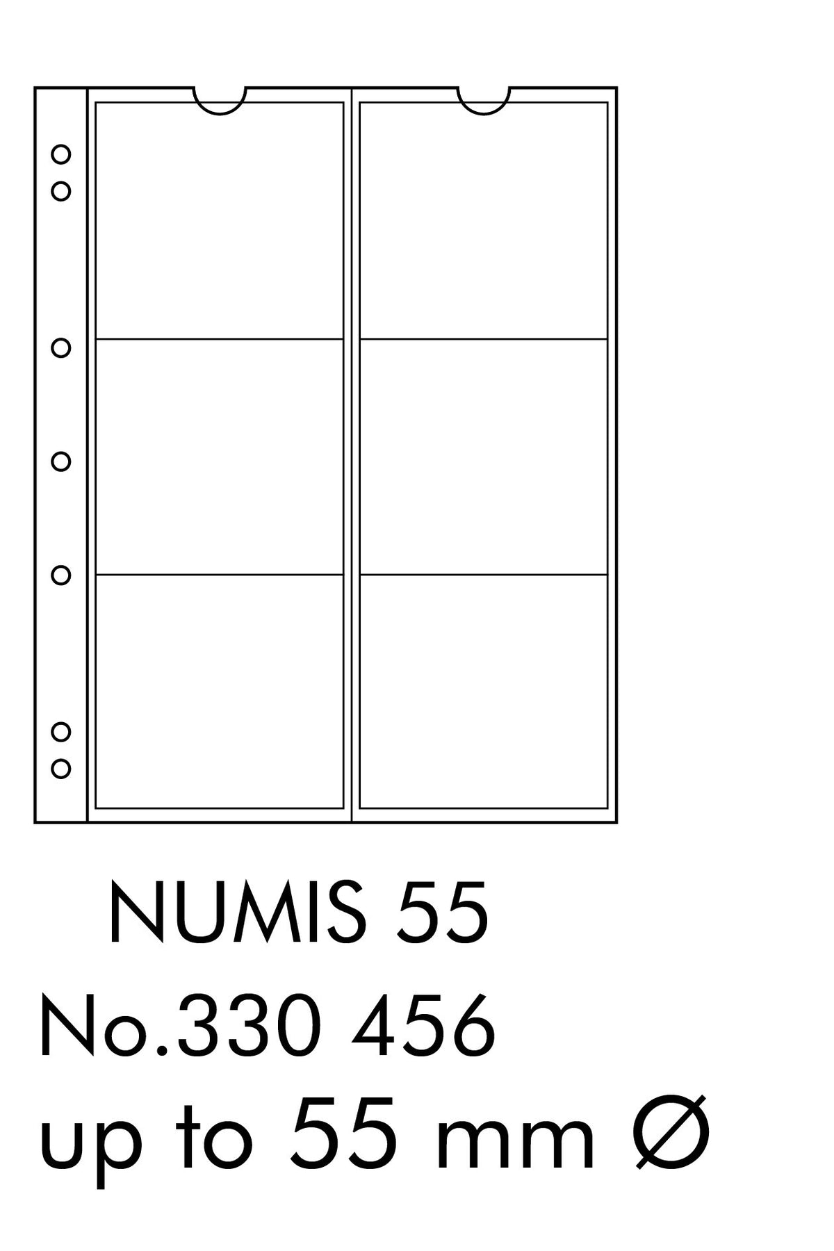 Coin Sheets NUMIS, 6 pockets up to 55mm diameter