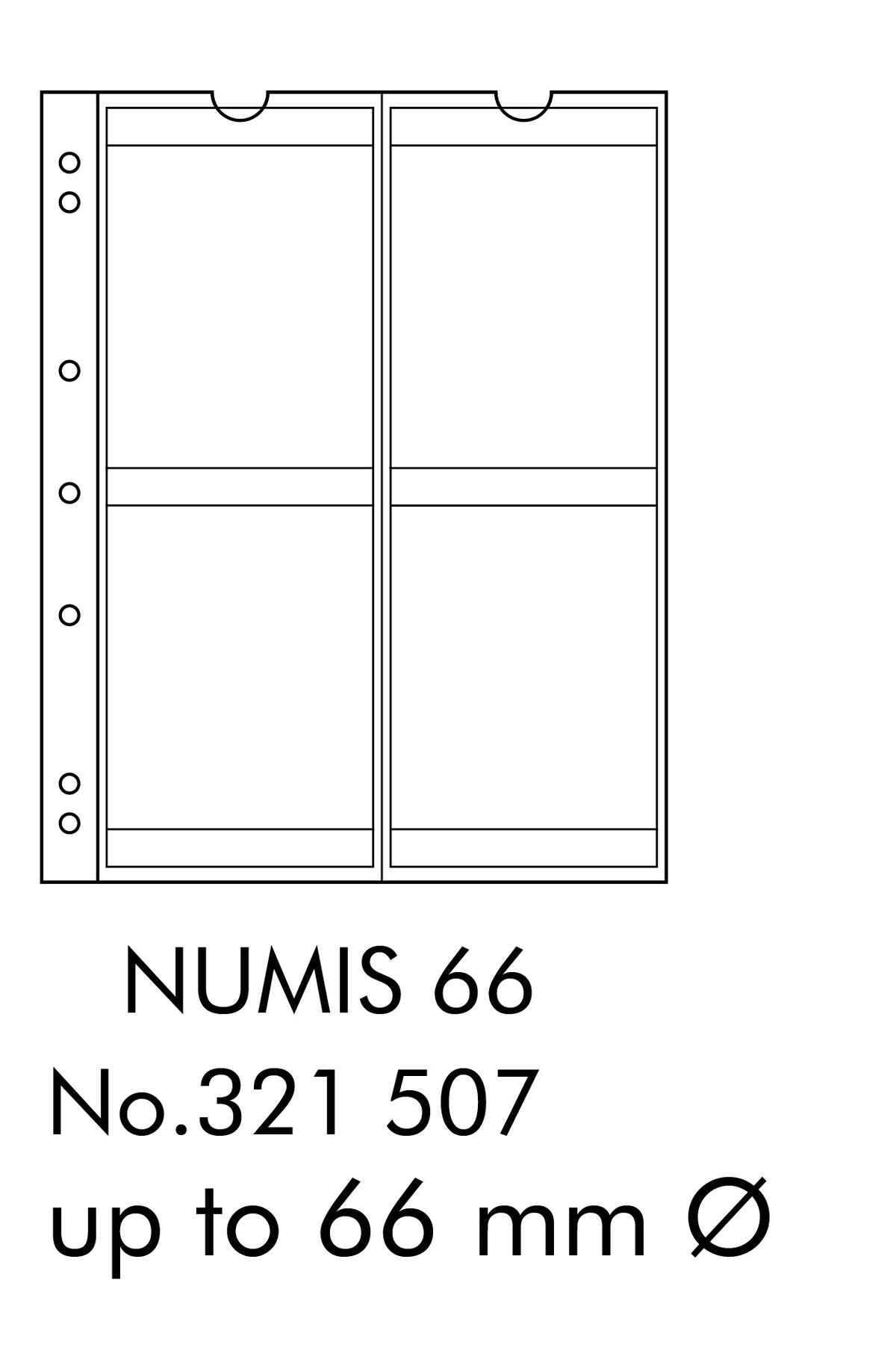 Coin Sheets NUMIS, 4 pockets up to 66mm diameter