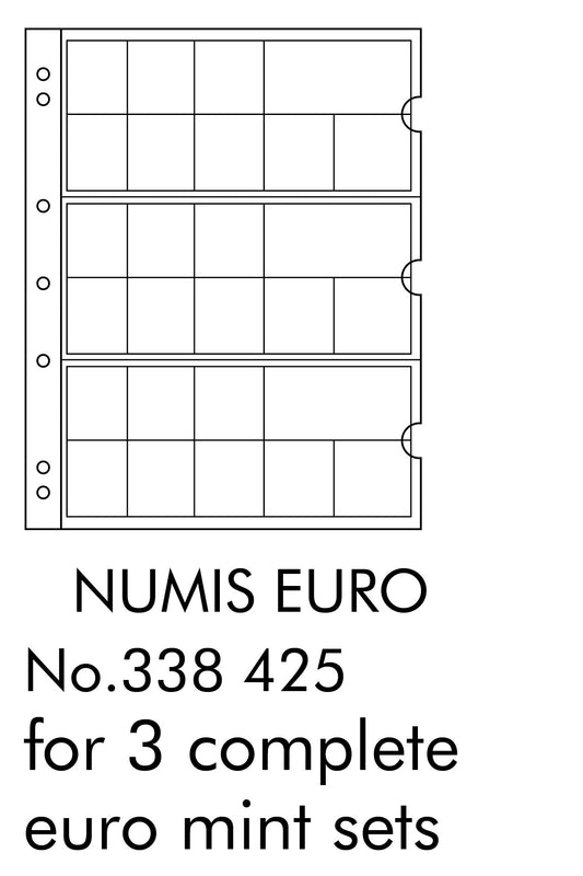 Coin Sheets NUMIS, for 3 Complete Euro-coin sets