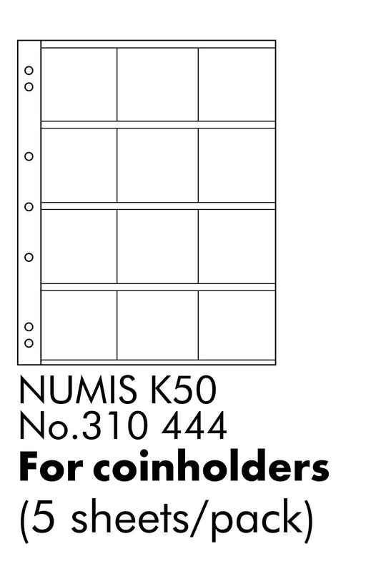 Coin Sheets NUMIS, for 12 coin Holders (50x50mm)