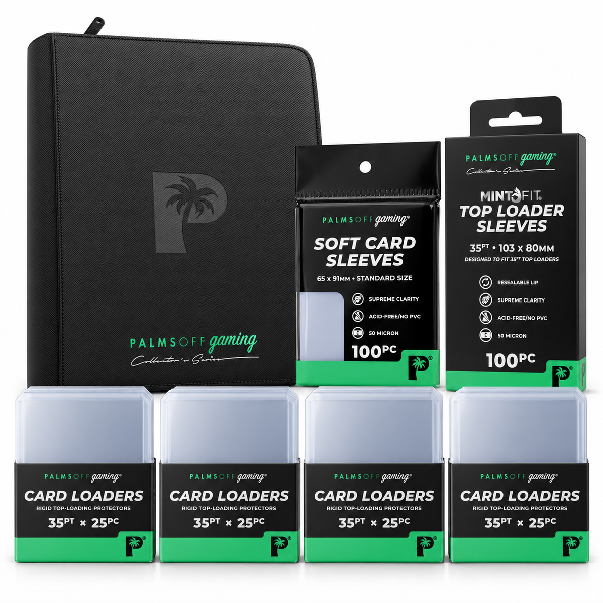 Palms Off Gaming 9-Pocket Top-Loader Binder Black + 100 Loaders & Sleeves