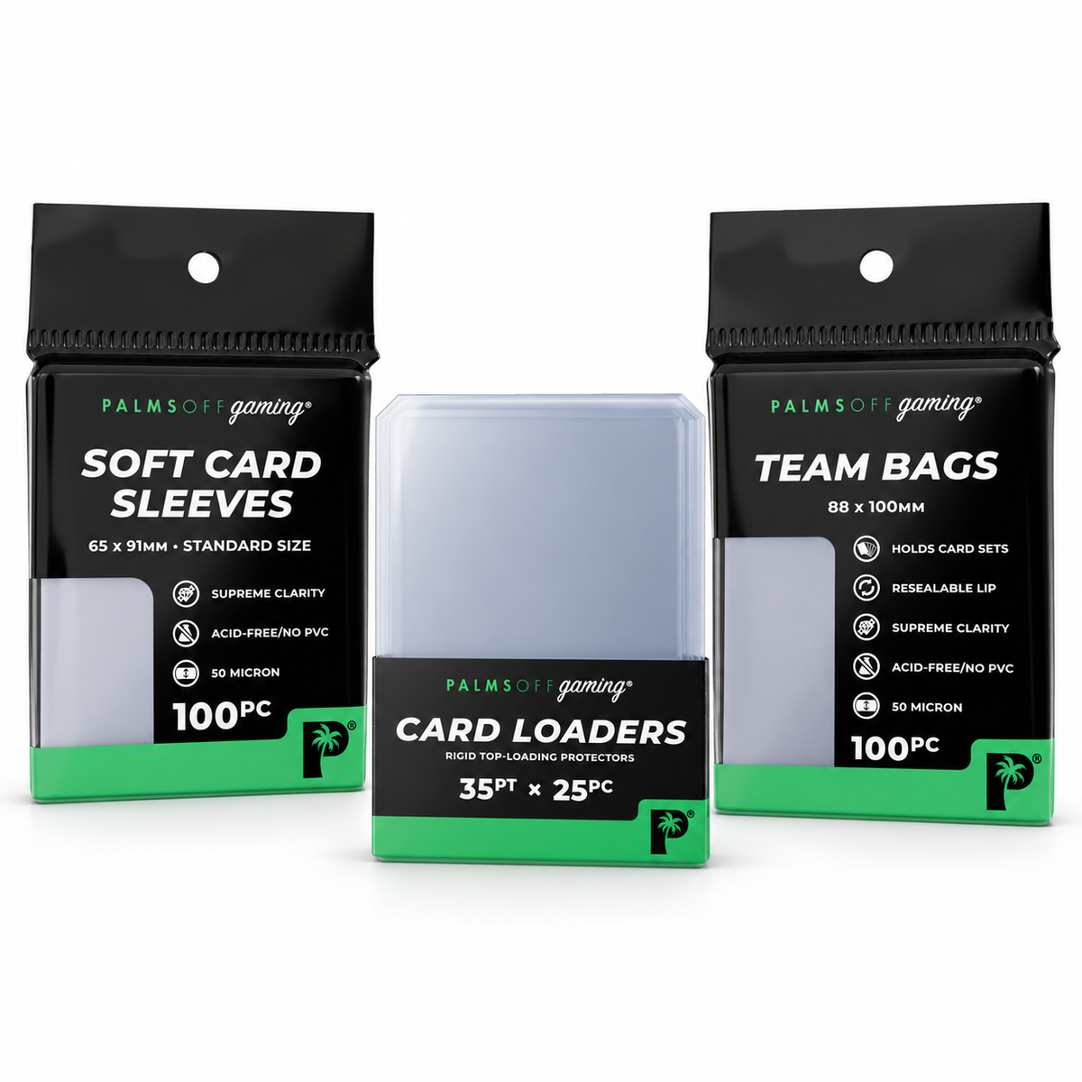 Palms Off Gaming Everyday Kit — 100 Sleeves, 25 x 35pt Loaders & 100 Team Bags