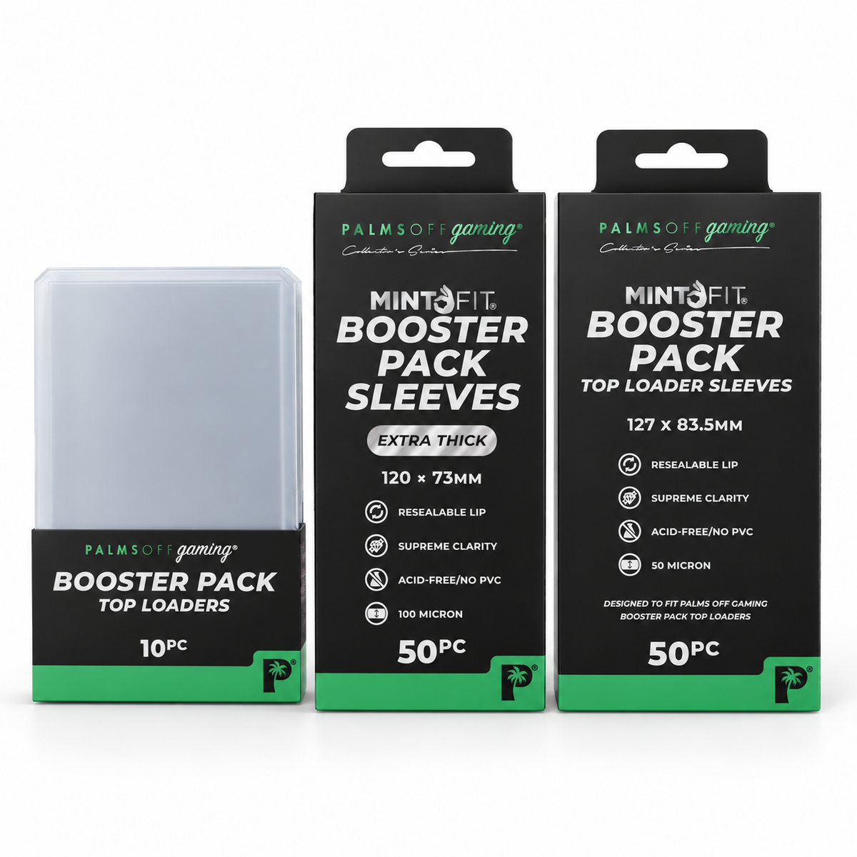 Palms Off Gaming Booster Protection Kit — 10 Loaders, 50 Sleeves & 50 Outers