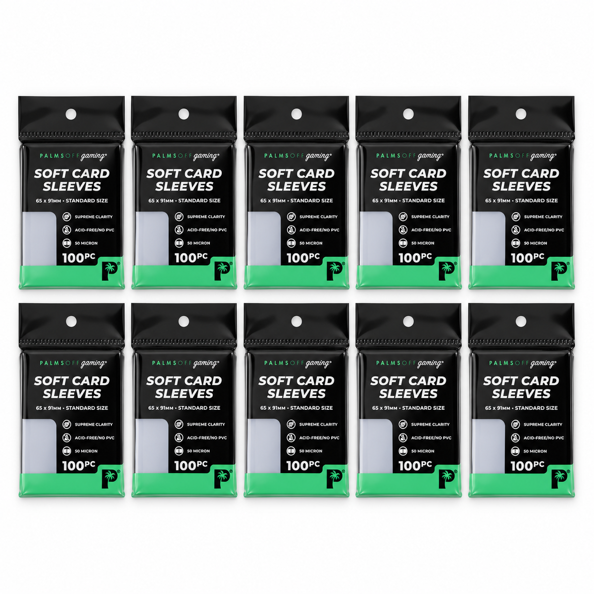Palms Off Gaming 1,000 Standard Soft Card Sleeves — 10 x 100-Packs