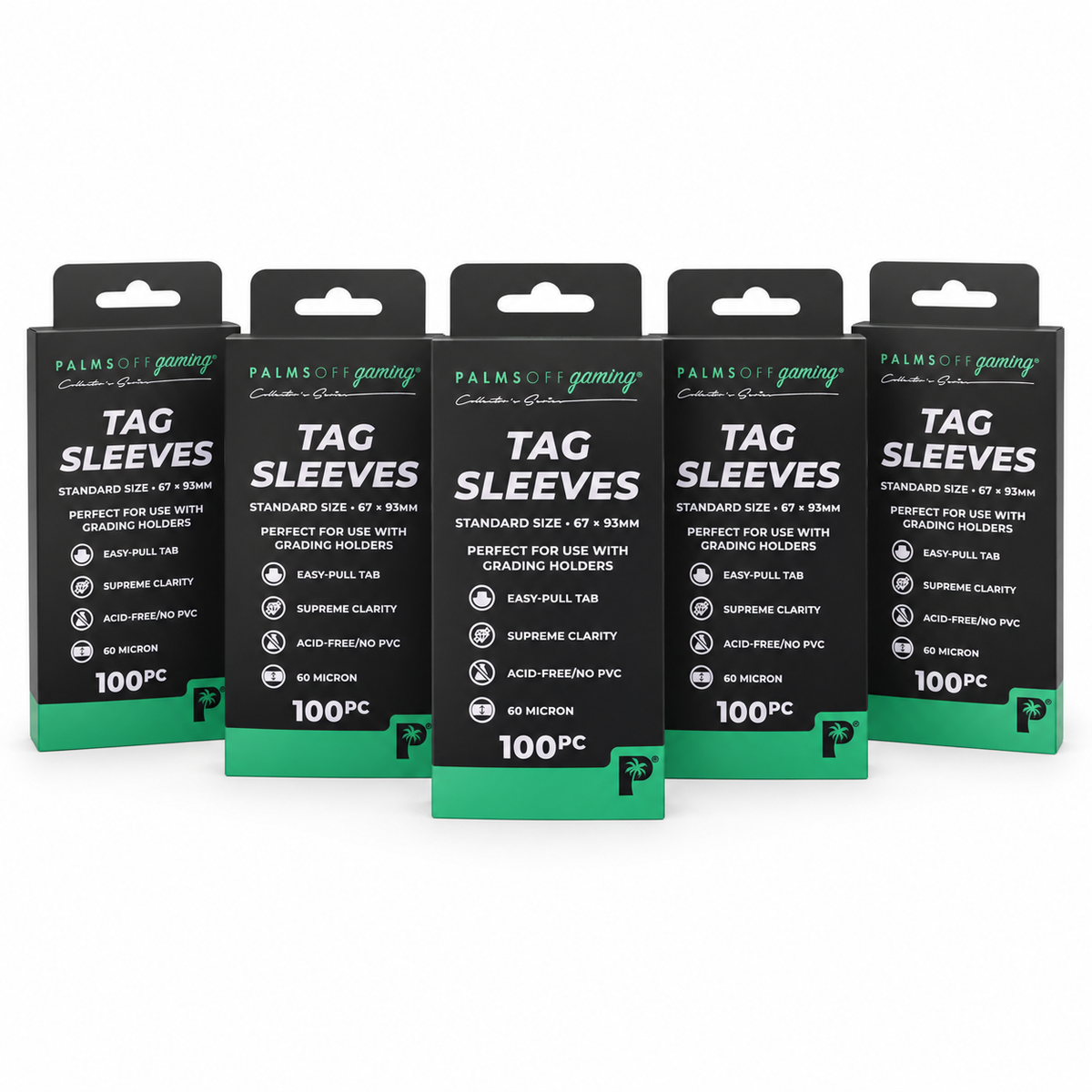 Palms Off Gaming 500 Pull-Tab Tag Sleeves — 5 x 100-Packs