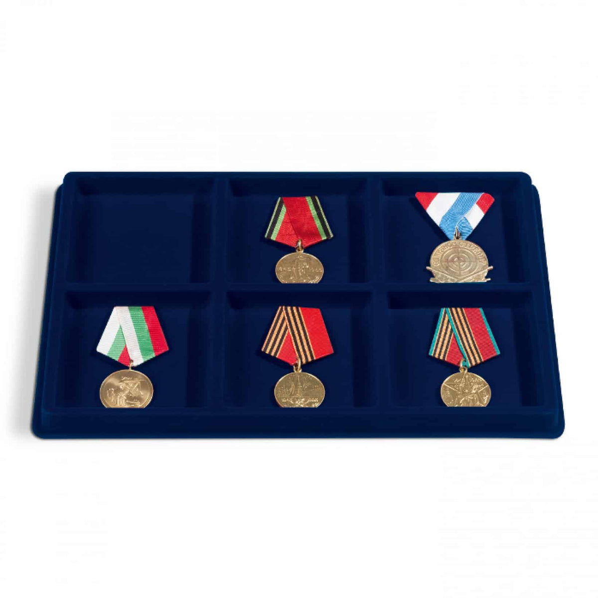 COIN TRAY L WITH 6 SQUARE COMPARTMENTS (95mm), BLUE, PACK OF 2