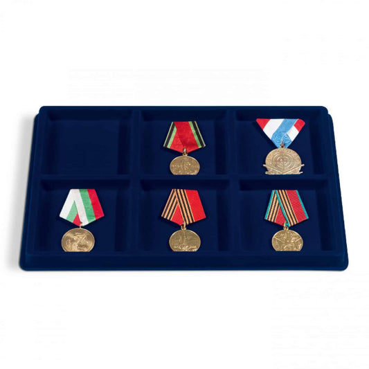 COIN TRAY L WITH 6 SQUARE COMPARTMENTS (95mm), BLUE, PACK OF 2