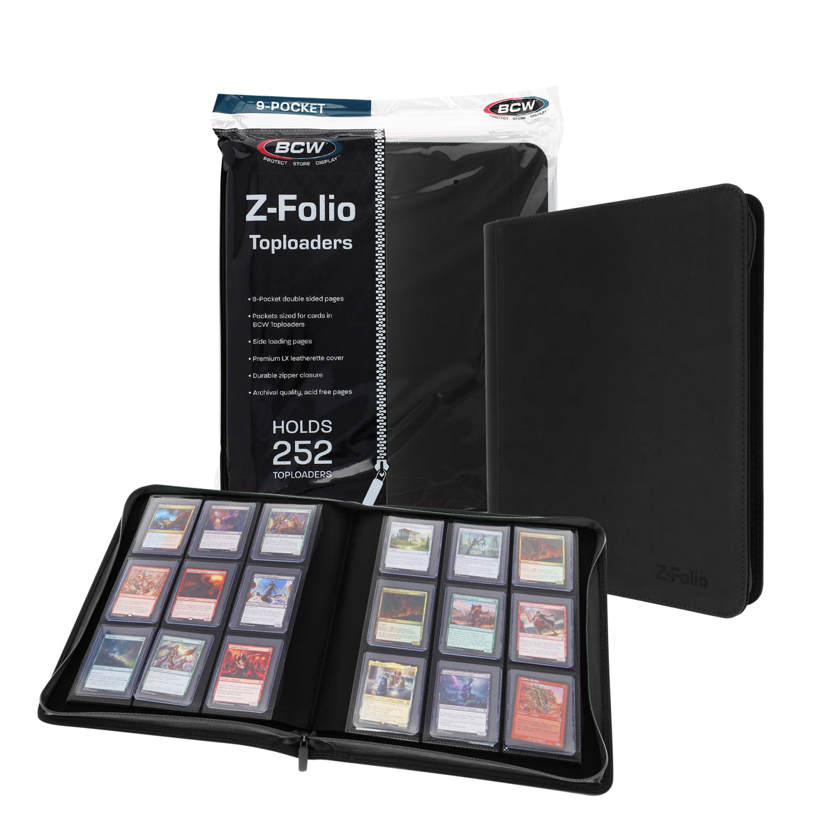 BCW Z-Folio 9-Pocket Lx Album - Toploaders - Black – front product view