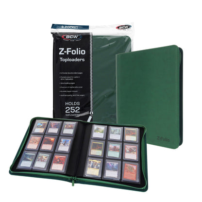 BCW Z-Folio 9-Pocket Lx Album - Toploaders - Green – front product view