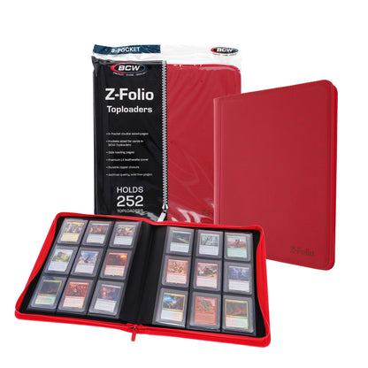BCW Z-Folio 9-Pocket Lx Album - Toploaders - Red – front product view