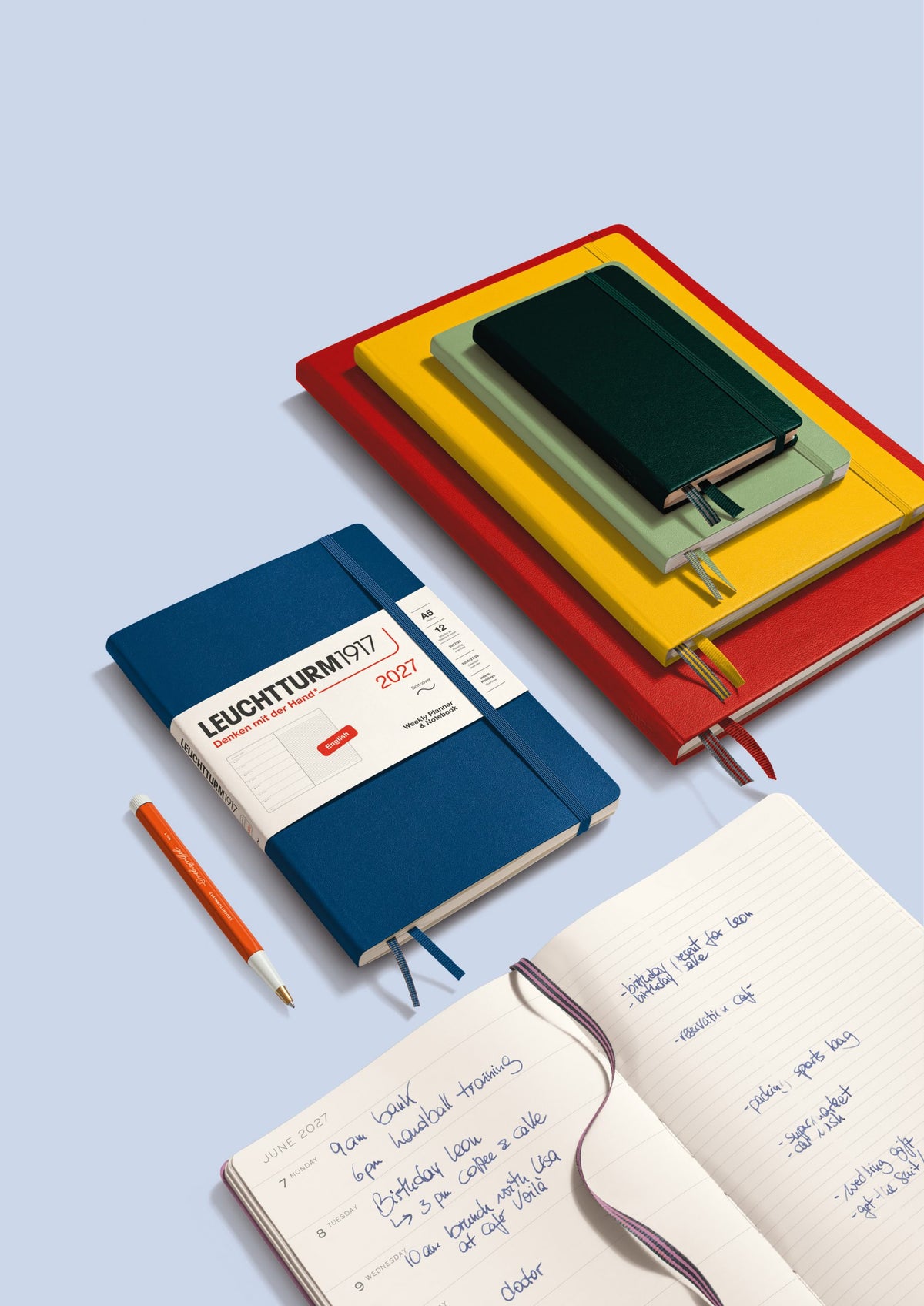 Weekly Planner &amp; Notebook Pocket (A6), Softcover, Ruled, Indigo