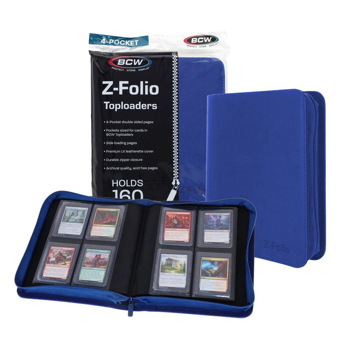 BCW Z-Folio 4-Pocket Lx Album - Toploaders - Blue – front product view