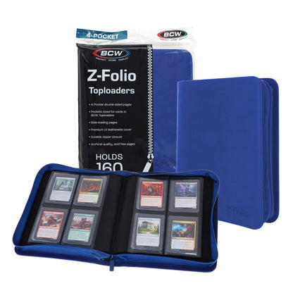 BCW Z-Folio 4-Pocket Lx Album - Toploaders - Blue – front product view