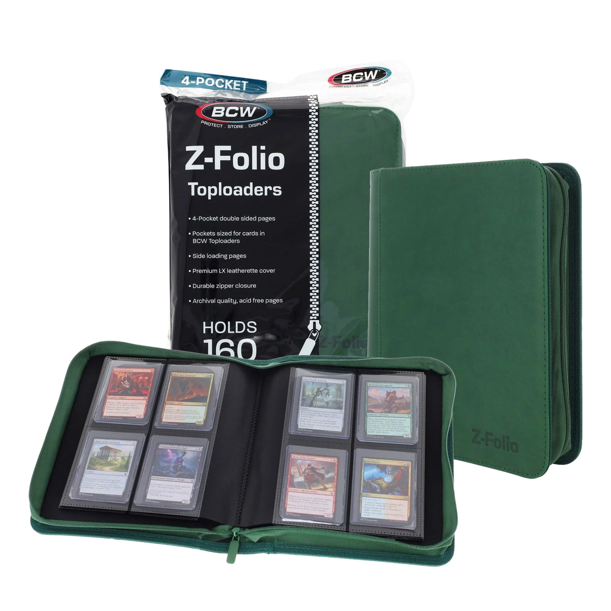 BCW Z-Folio 4-Pocket Lx Album - Toploaders - Green – front product view