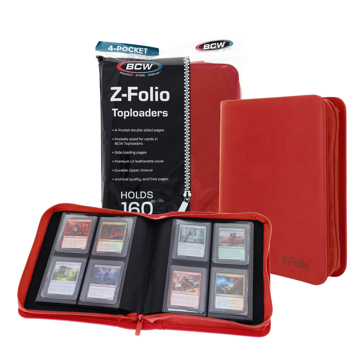 BCW Z-Folio 4-Pocket Lx Album - Toploaders - Red – front product view