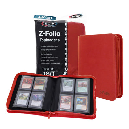 BCW Z-Folio 4-Pocket Lx Album - Toploaders - Red – front product view