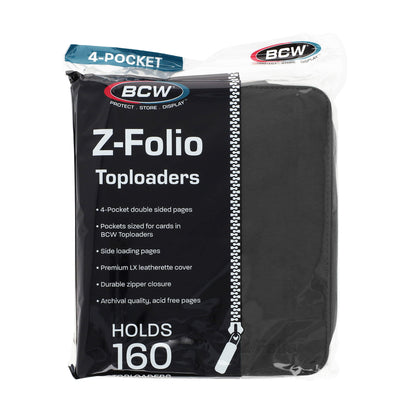 BCW Z-Folio 4-Pocket Lx Album - Toploaders - Black – front product view