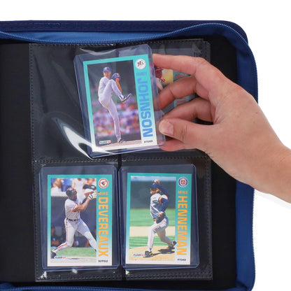BCW Z-Folio 4-Pocket Lx Album - Toploaders - Blue – in-use view