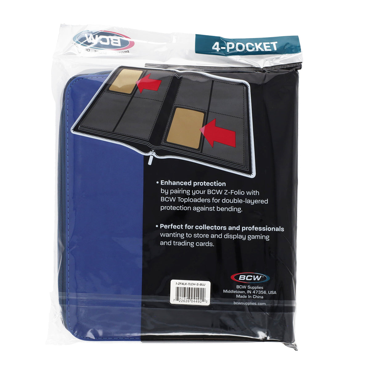 BCW Z-Folio 4-Pocket Lx Album - Toploaders - Blue – rear view
