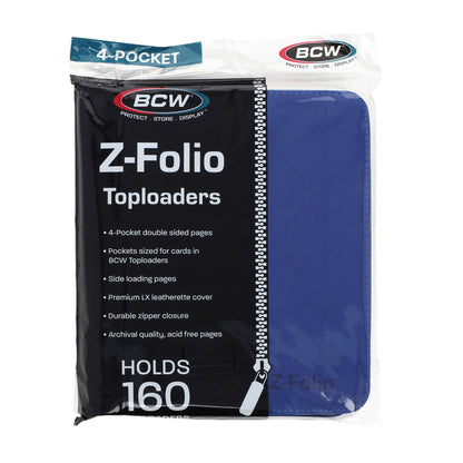 BCW Z-Folio 4-Pocket Lx Album - Toploaders - Blue – front product view