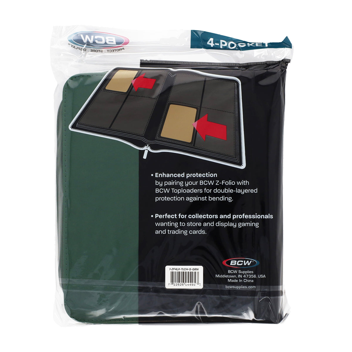 BCW Z-Folio 4-Pocket Lx Album - Toploaders - Green – rear view