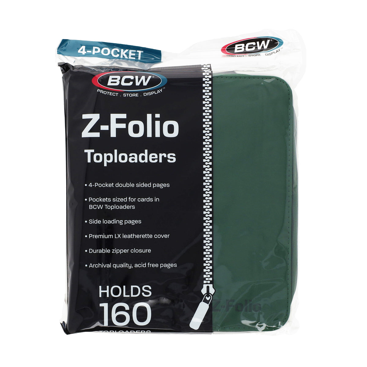 BCW Z-Folio 4-Pocket Lx Album - Toploaders - Green – front product view