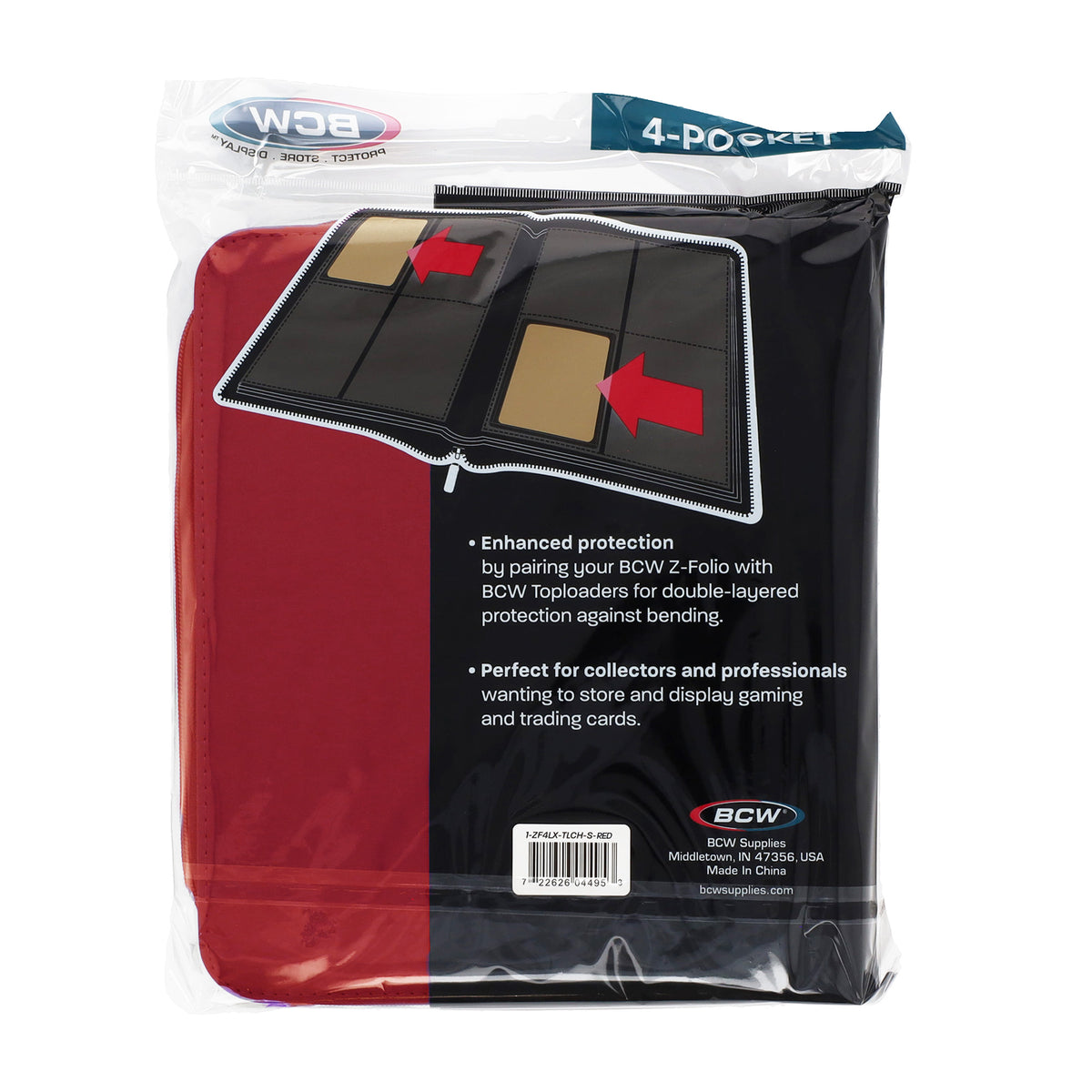 BCW Z-Folio 4-Pocket Lx Album - Toploaders - Red – rear view