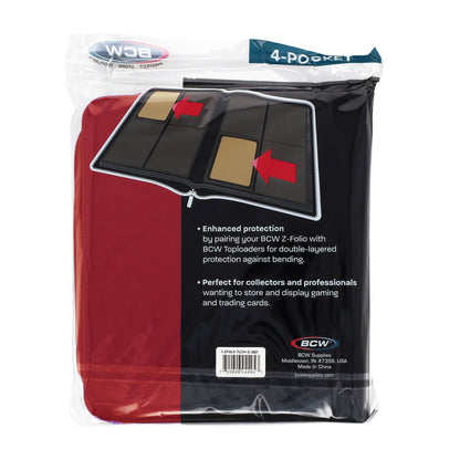 BCW Z-Folio 4-Pocket Lx Album - Toploaders - Red – rear view
