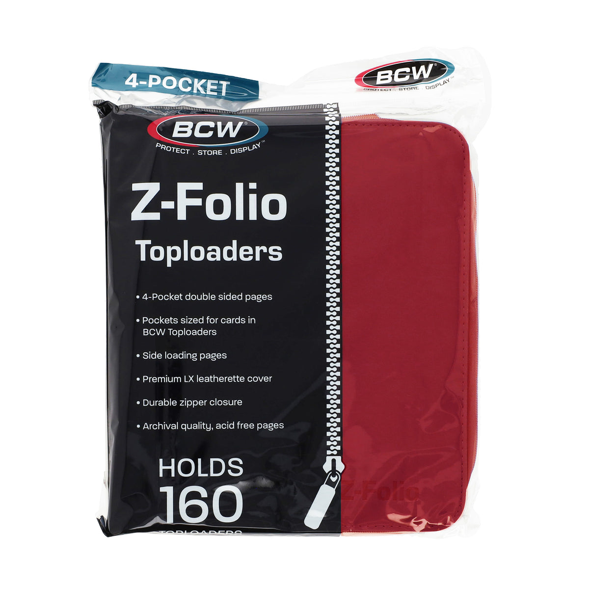 BCW Z-Folio 4-Pocket Lx Album - Toploaders - Red – front product view