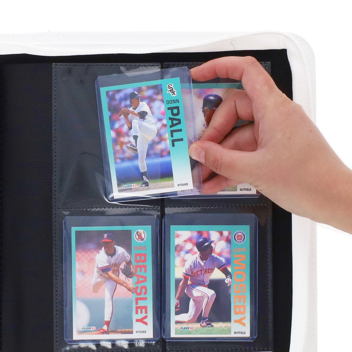 BCW Z-Folio 3-Pocket Lx Album - Toploaders - White – in-use view