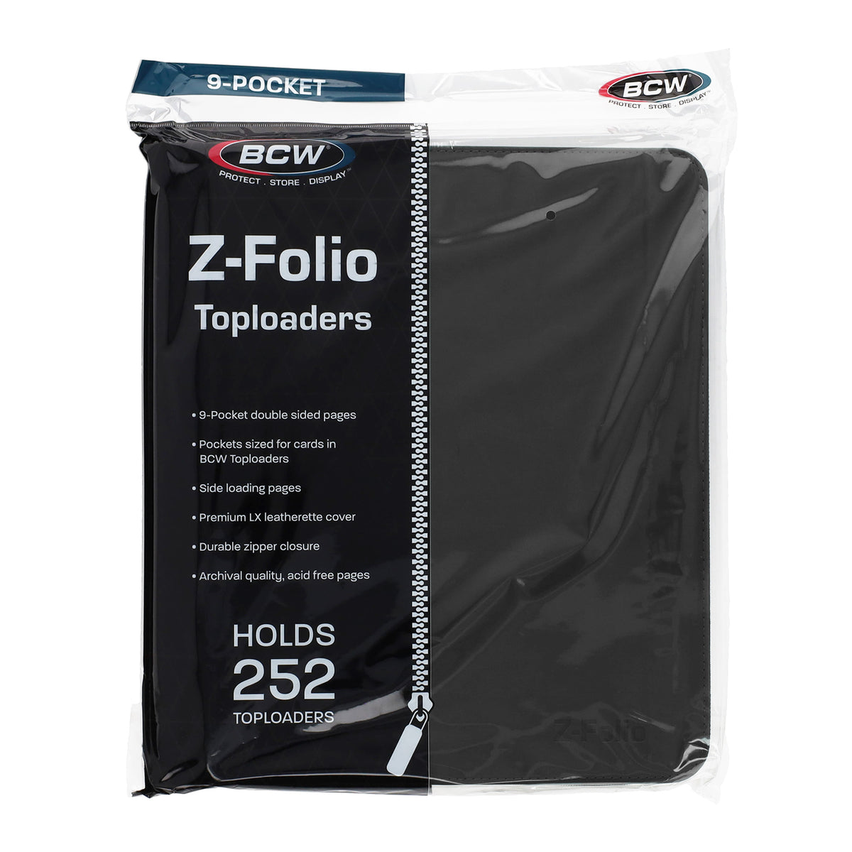 BCW Z-Folio 9-Pocket Lx Album - Toploaders - Black – front product view