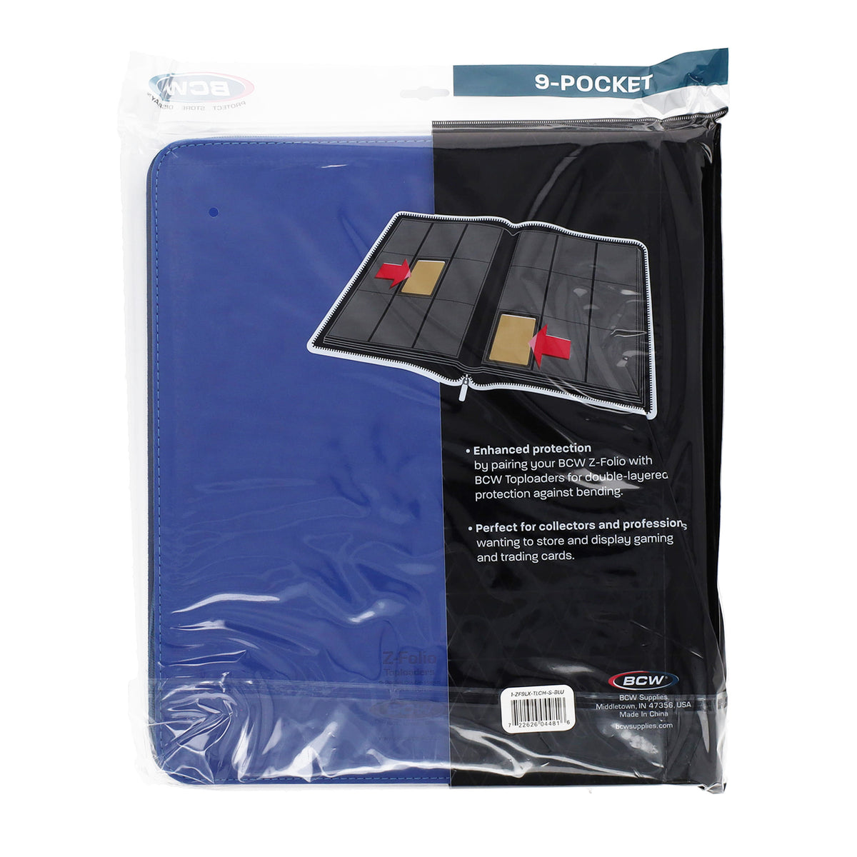 BCW Z-Folio 9-Pocket Lx Album - Toploaders - Blue – rear view