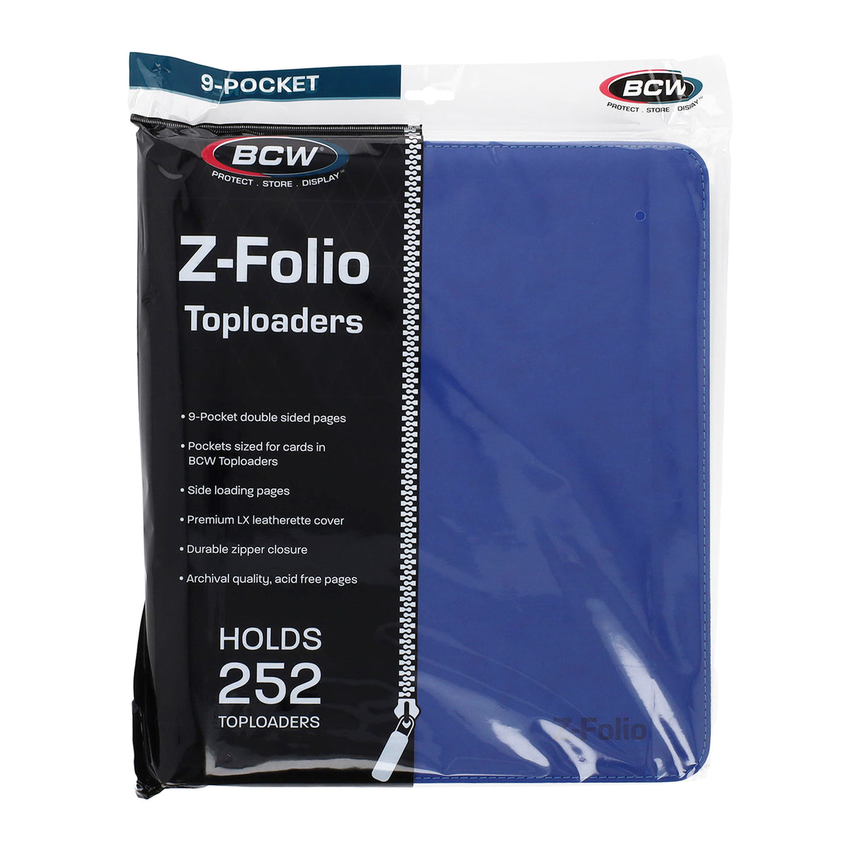 BCW Z-Folio 9-Pocket Lx Album - Toploaders - Blue – front product view