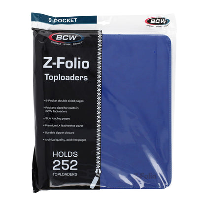 BCW Z-Folio 9-Pocket Lx Album - Toploaders - Blue – front product view