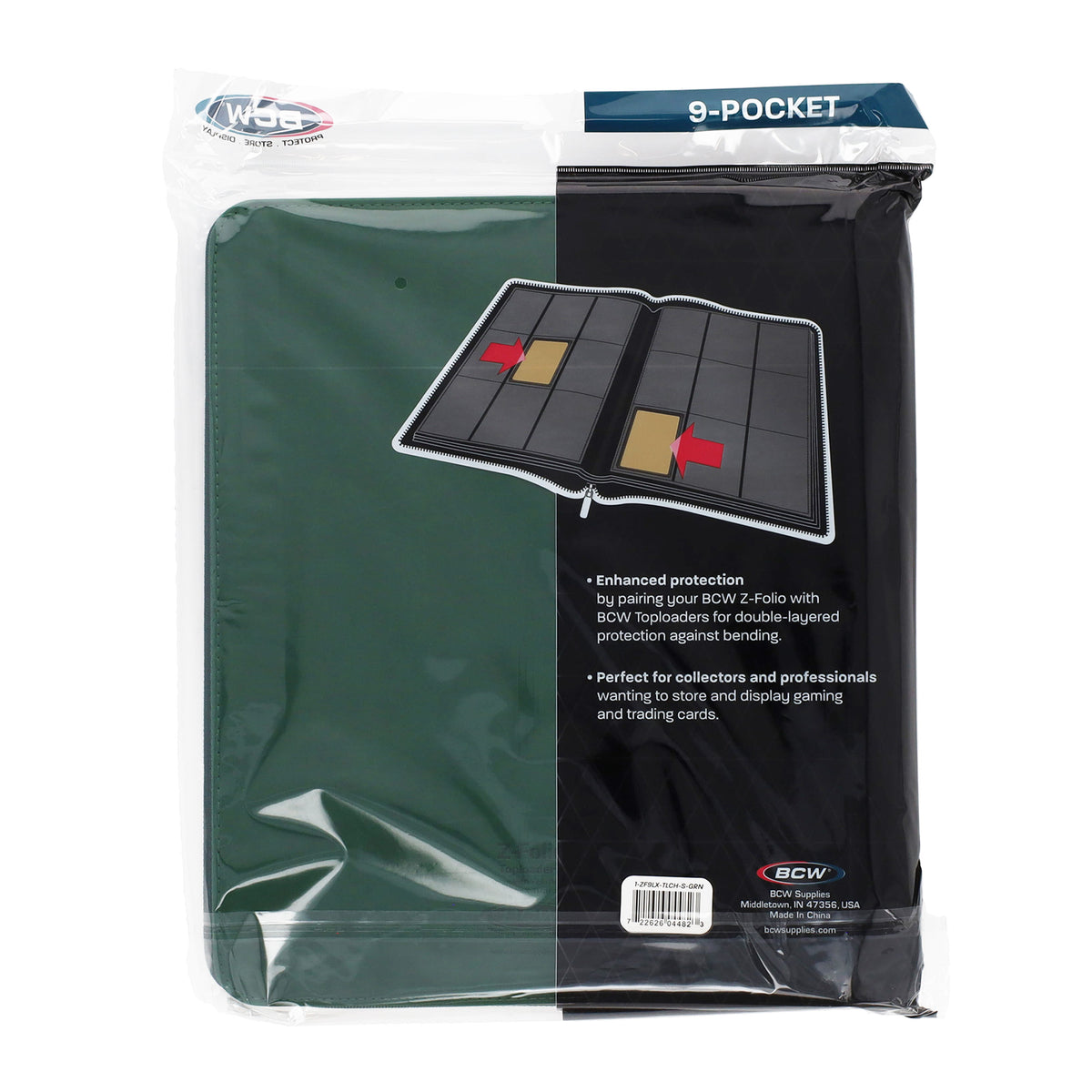 BCW Z-Folio 9-Pocket Lx Album - Toploaders - Green – rear view