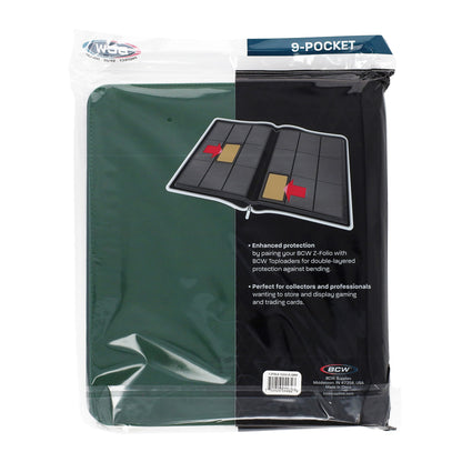 BCW Z-Folio 9-Pocket Lx Album - Toploaders - Green – rear view