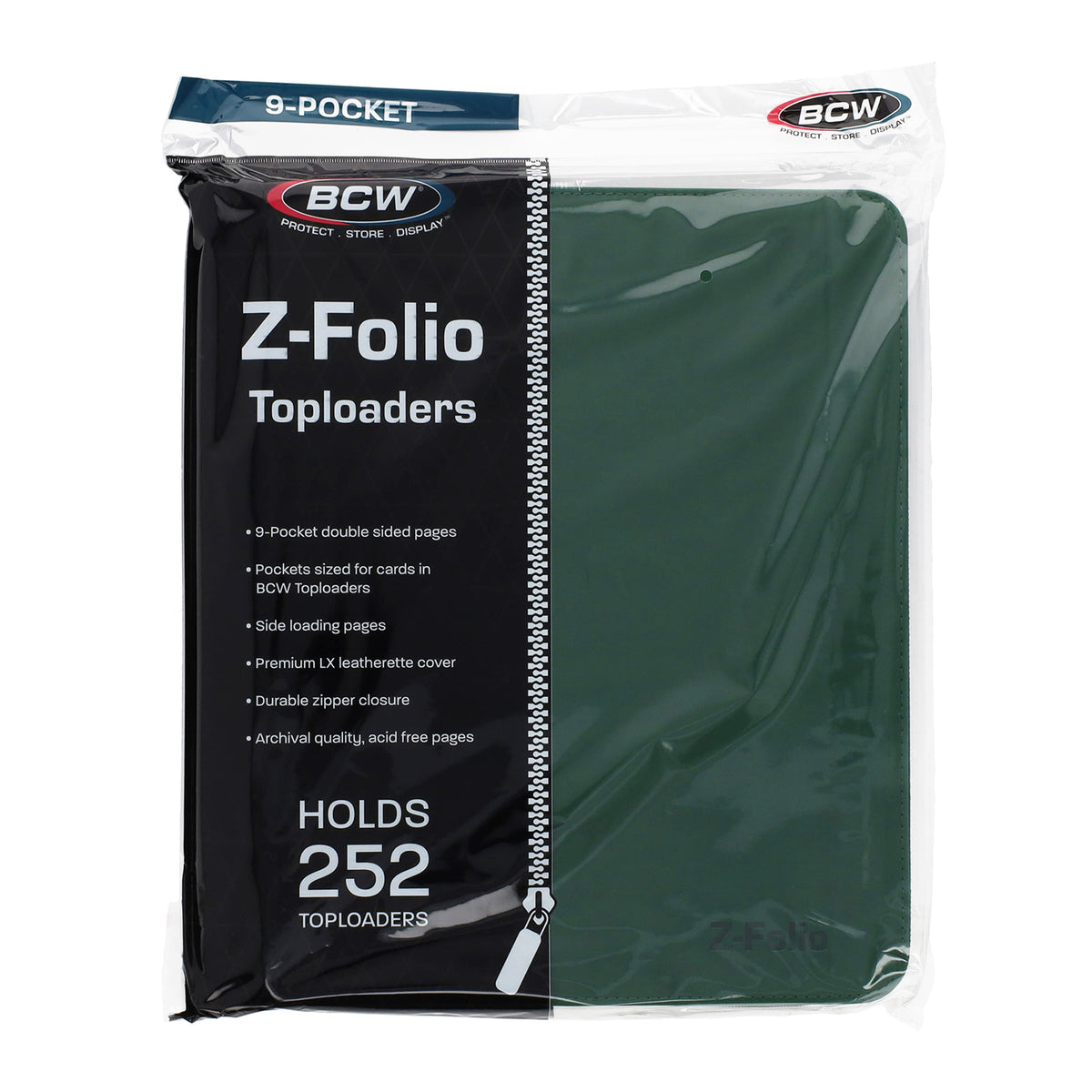 BCW Z-Folio 9-Pocket Lx Album - Toploaders - Green – front product view