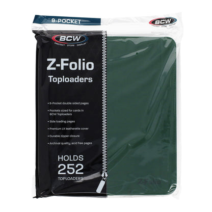 BCW Z-Folio 9-Pocket Lx Album - Toploaders - Green – front product view