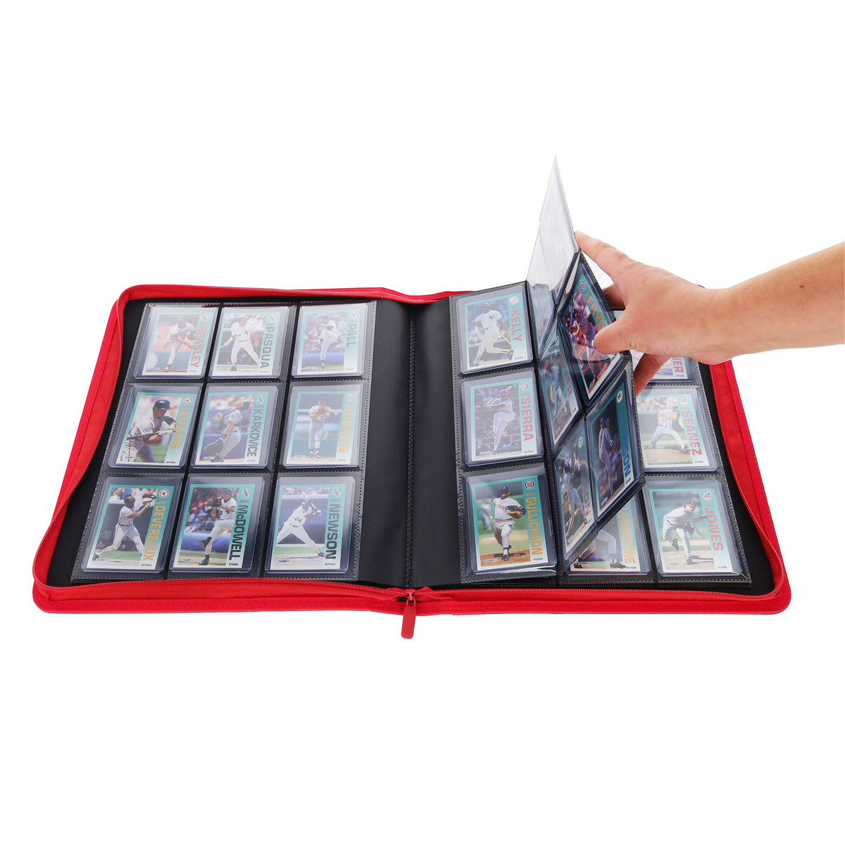 BCW Z-Folio 9-Pocket Lx Album - Toploaders - Red – in-use view