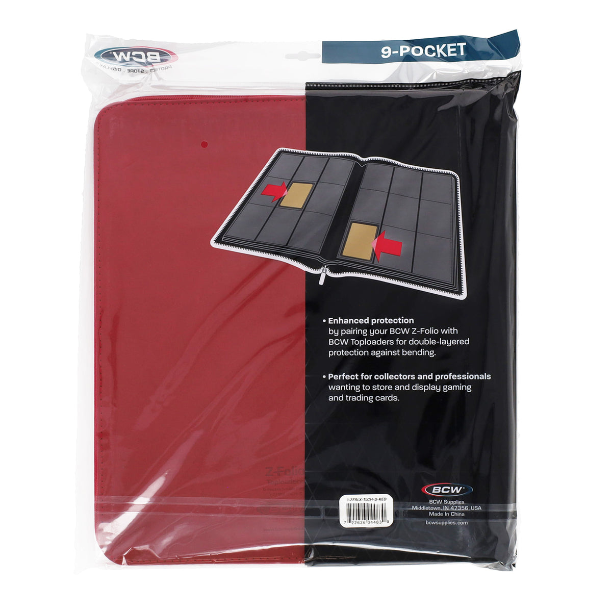 BCW Z-Folio 9-Pocket Lx Album - Toploaders - Red – rear view