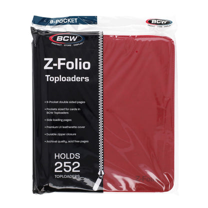 BCW Z-Folio 9-Pocket Lx Album - Toploaders - Red – front product view