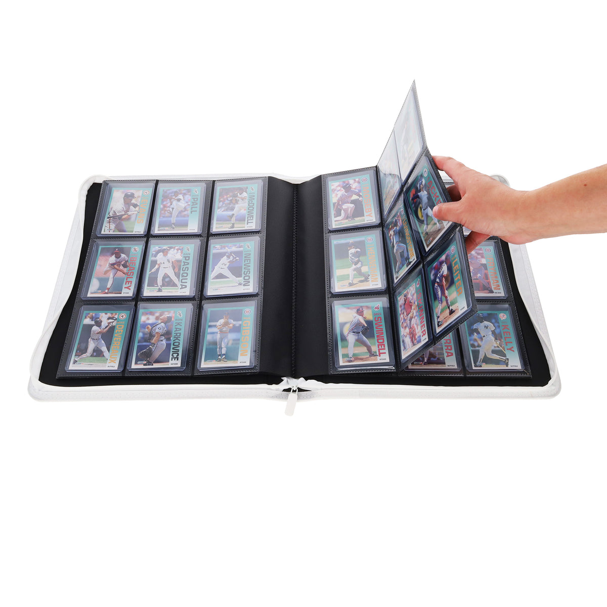 BCW Z-Folio 9-Pocket Lx Album - Toploaders - White – in-use view