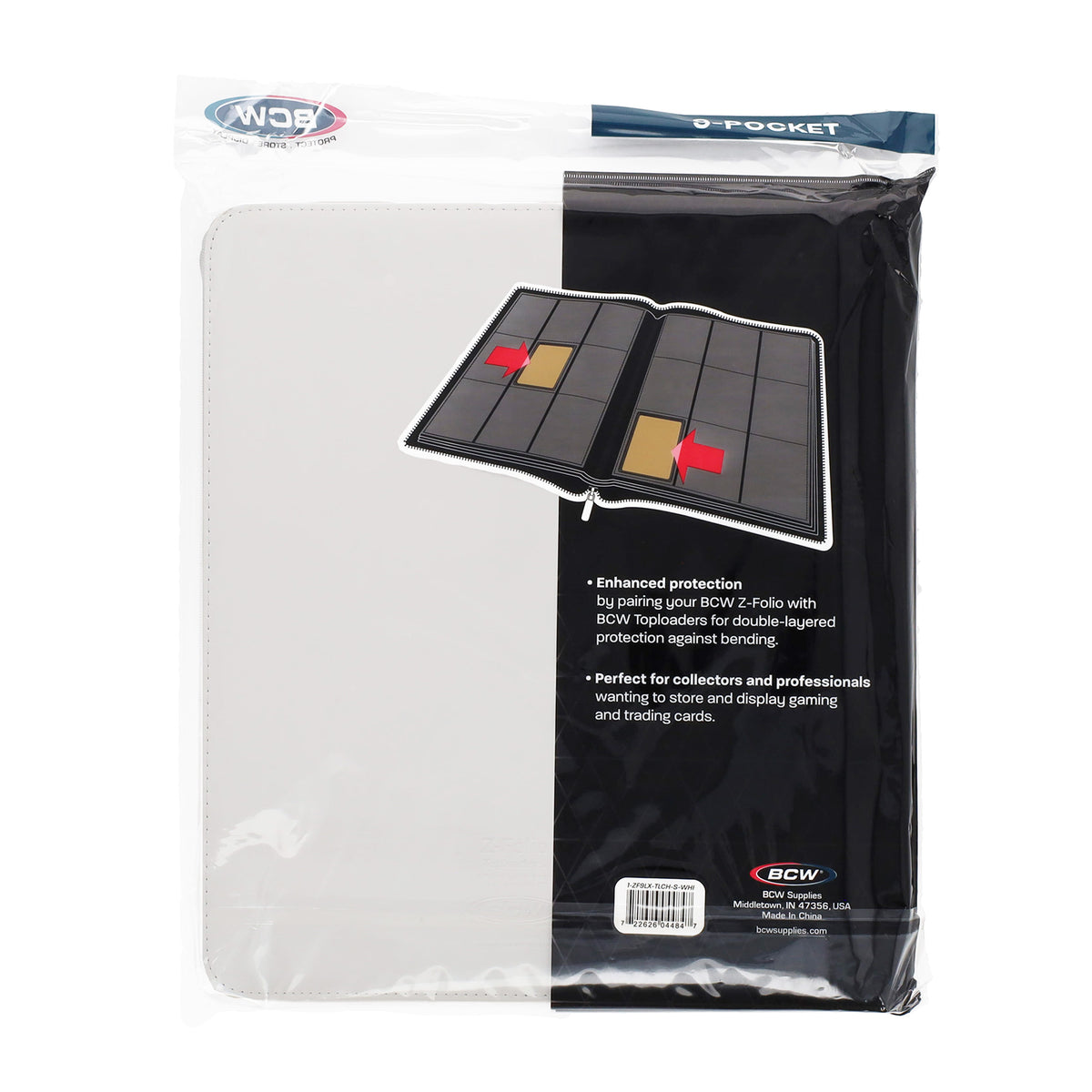 BCW Z-Folio 9-Pocket Lx Album - Toploaders - White – rear view
