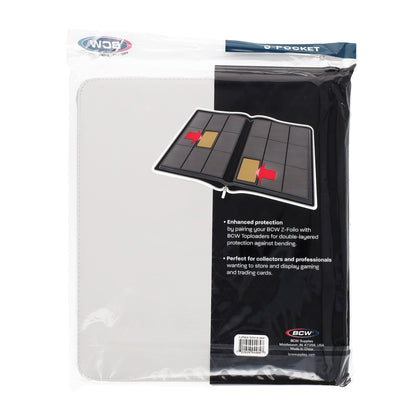 BCW Z-Folio 9-Pocket Lx Album - Toploaders - White – rear view
